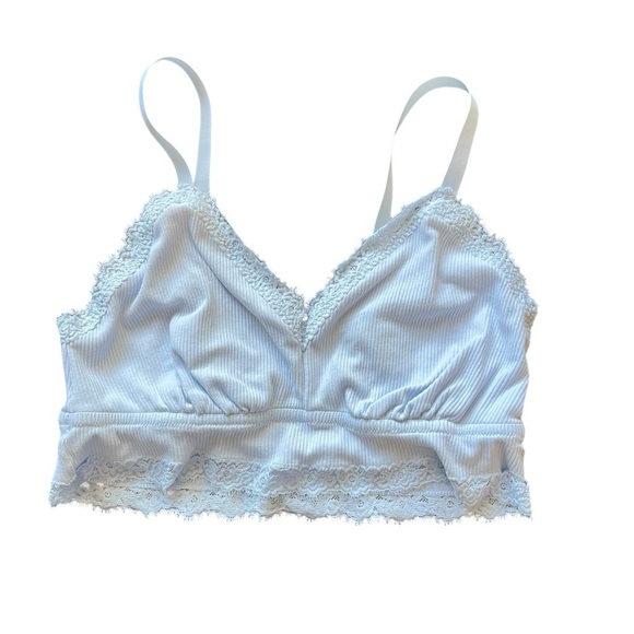 aerie Other - Aerie Eyelash Lace Babydoll Ribbed Bralette Longline Light Blue Size XXL